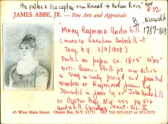 A picture and handwritten note about Mary Raymond Underhill