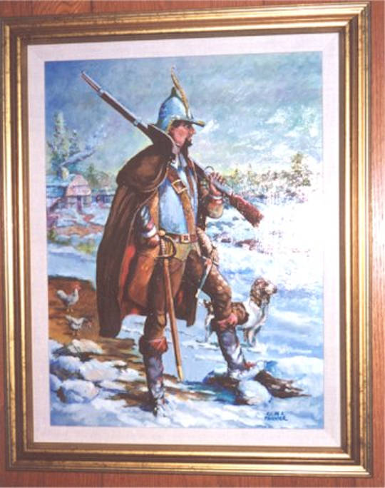 Painting commissioned by Underhill Society’s former president N. Robert Underhill simulating Capt. John Underhill at First Muster